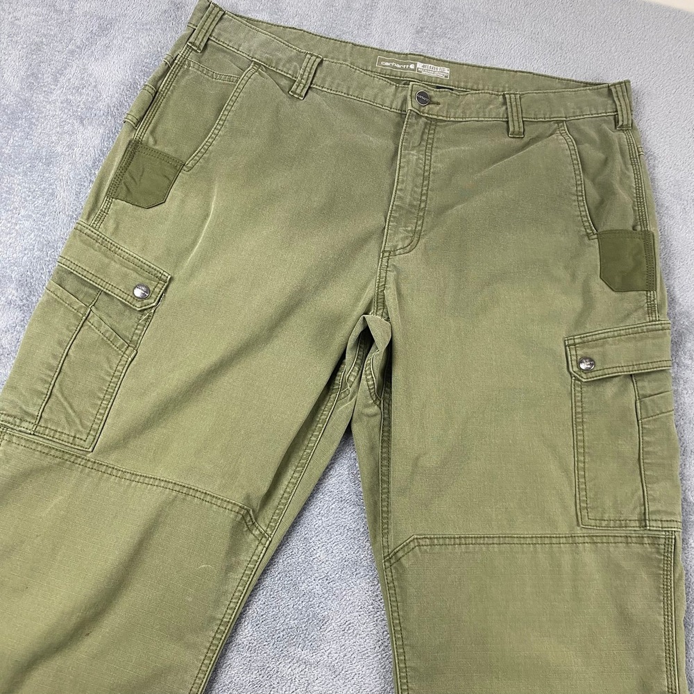 Carhartt Mens 42x34 Rugged Flex Ripstop Cargo Work Pants Green BN5461-M